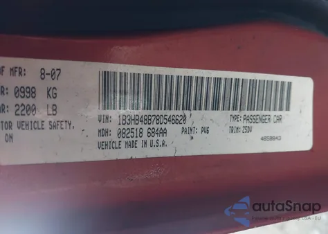 2008 Dodge Caliber Sxt z USA, uszkodzony, nr VIN 1B3HB48B78D546620